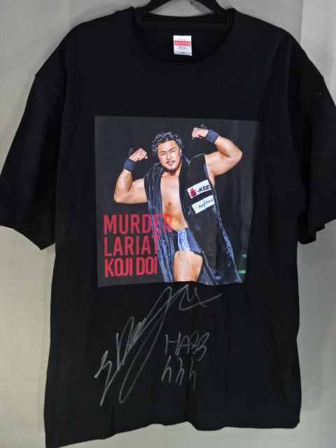 【hand signed autograph】 Koji Doi  Picture T-Shirts(1) (Black)
