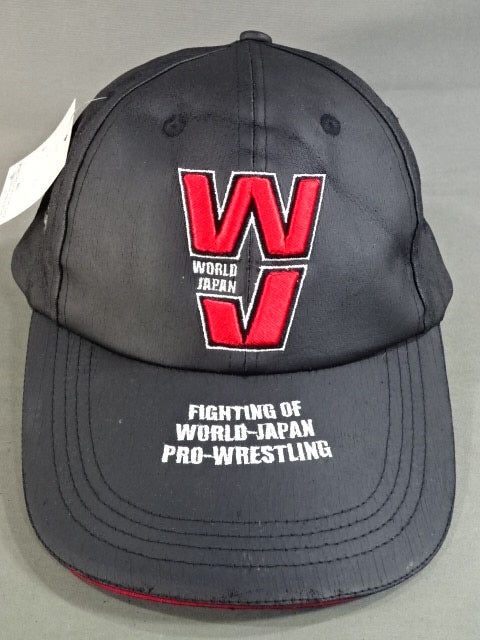 WJプロレス ロゴ レザー風キャップ