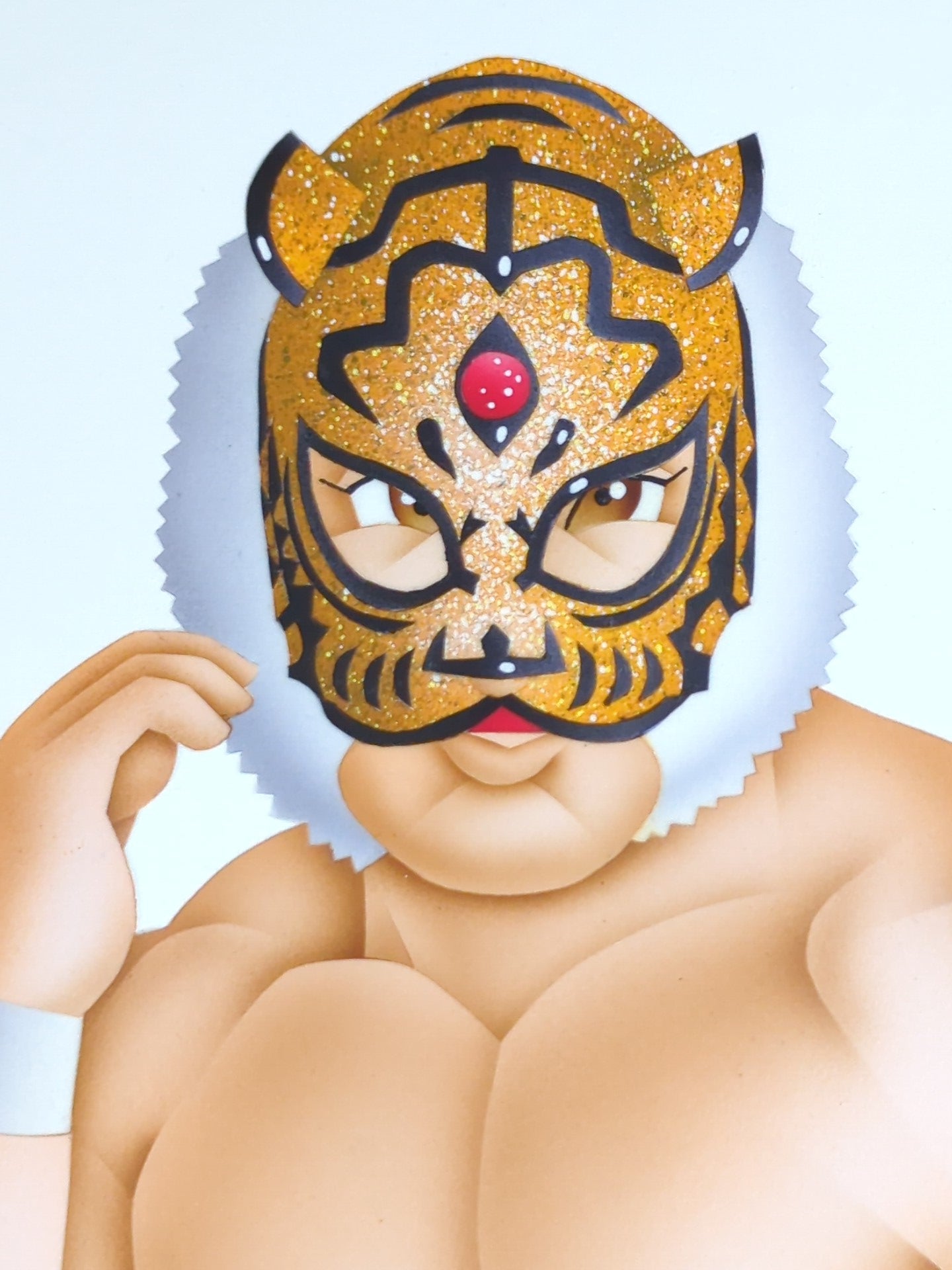 ★ Nagatoshi Sakai 's original painting work ★ "Four-dimensional killing method" The first tiger mask (orange glitter)