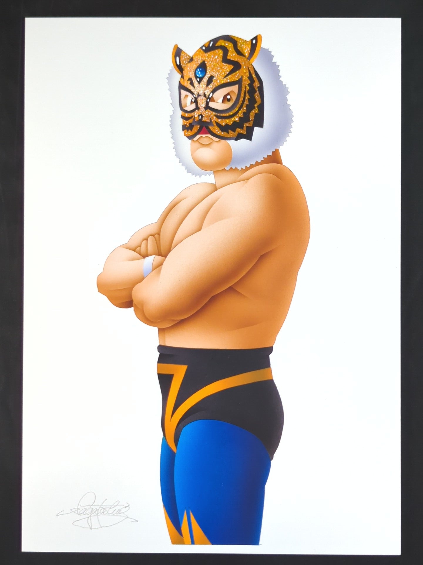 ★ Nagatoshi Sakai 's original drawing work ★ "The Legend of Misawa Tiger" 2nd  Tiger Mask (1986, Geji Geji type)