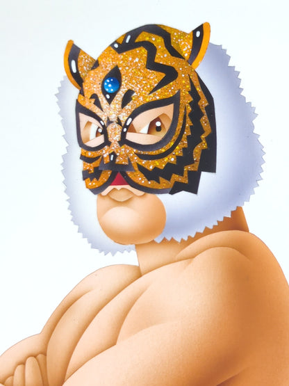 ★ Nagatoshi Sakai 's original drawing work ★ "The Legend of Misawa Tiger" 2nd  Tiger Mask (1986, Geji Geji type)
