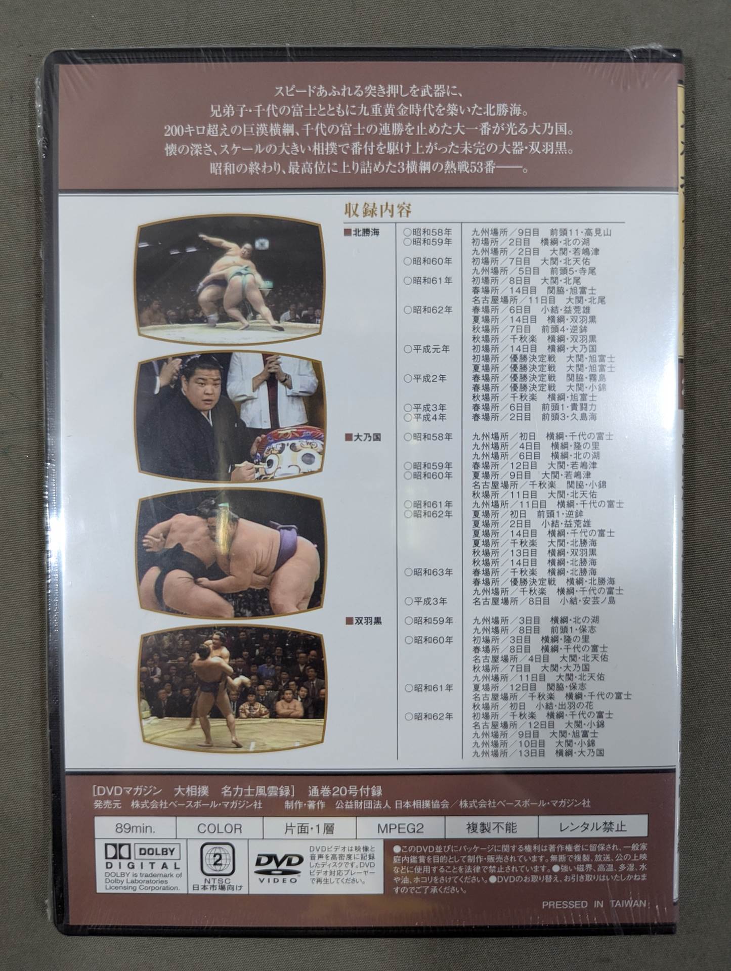 大相撲名力士風雲録 第20号 ★北勝海 大乃国 双羽黒★