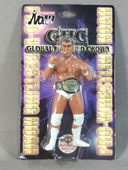 Jun Akiyama (GHC belt, fighting pose, GHC mount)