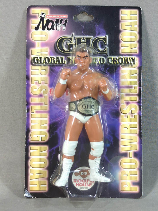 Jun Akiyama (GHC belt, fighting pose, GHC mount)