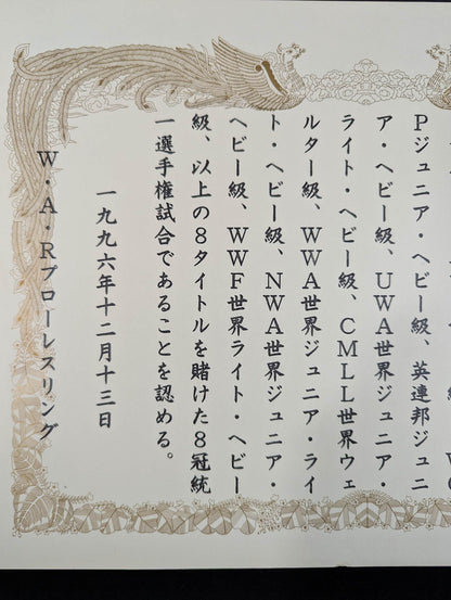 ★ Ultimo Dragon vs. Rey Mysterio Jr ★. 8 Crowns Unified Junior Heavyweight Championship Certificate of fighters right match