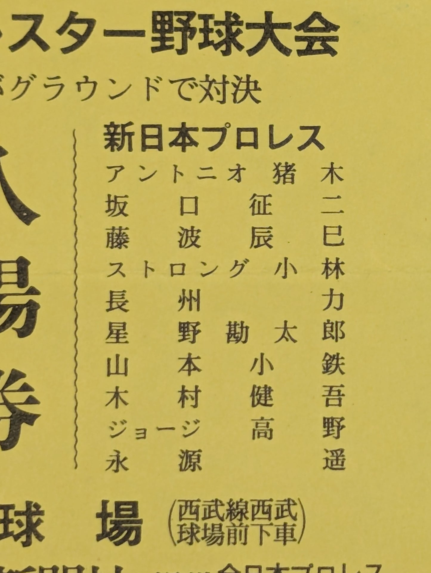 ★全日本vs新日本★ プロレス・オールスター野球大会 入場券
