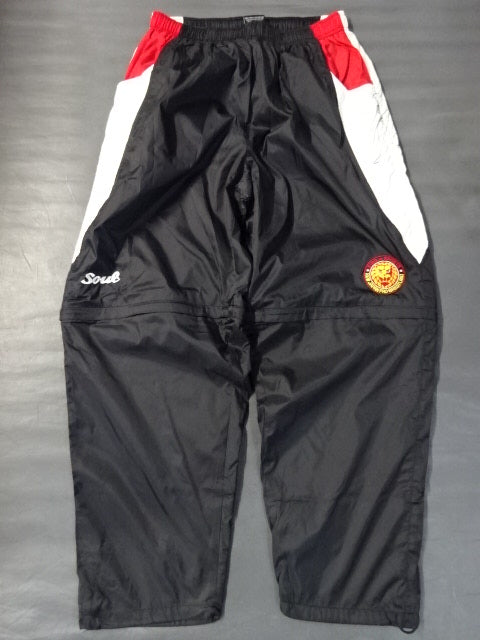 [2 fighters hand signed autograph 】New Japan Pro Wrestling ×SOUL SPORTS Lion Mark  Breaker Pants (1) (Black)