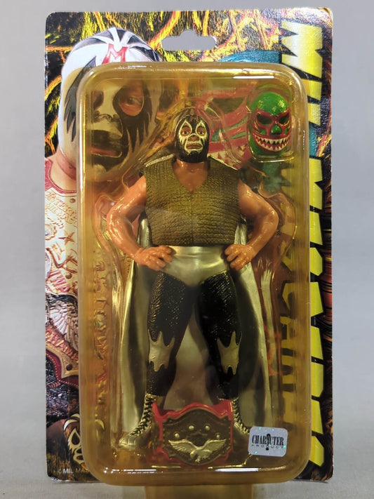 Mil Mascaras  (with black trade, green shark mouth, IWA belt)