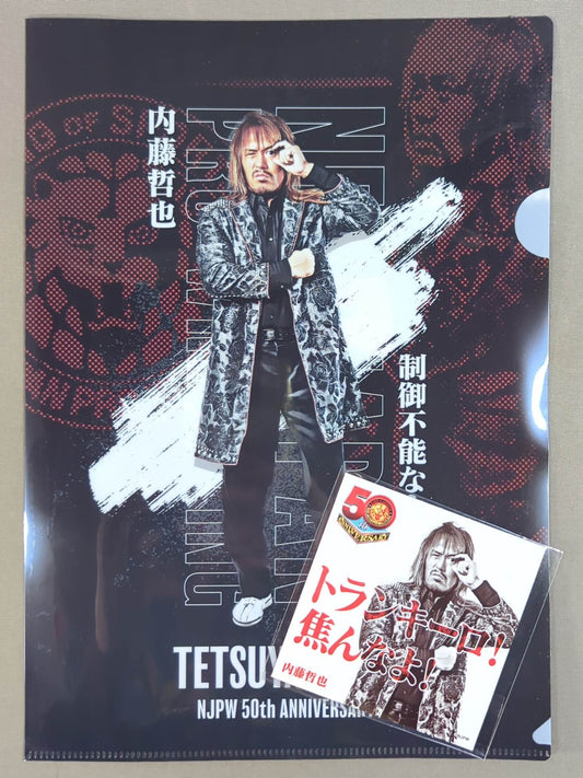 Tetsuya Naito New Japan Pro Wrestling  50th Anniversary plastic file folder & stickers