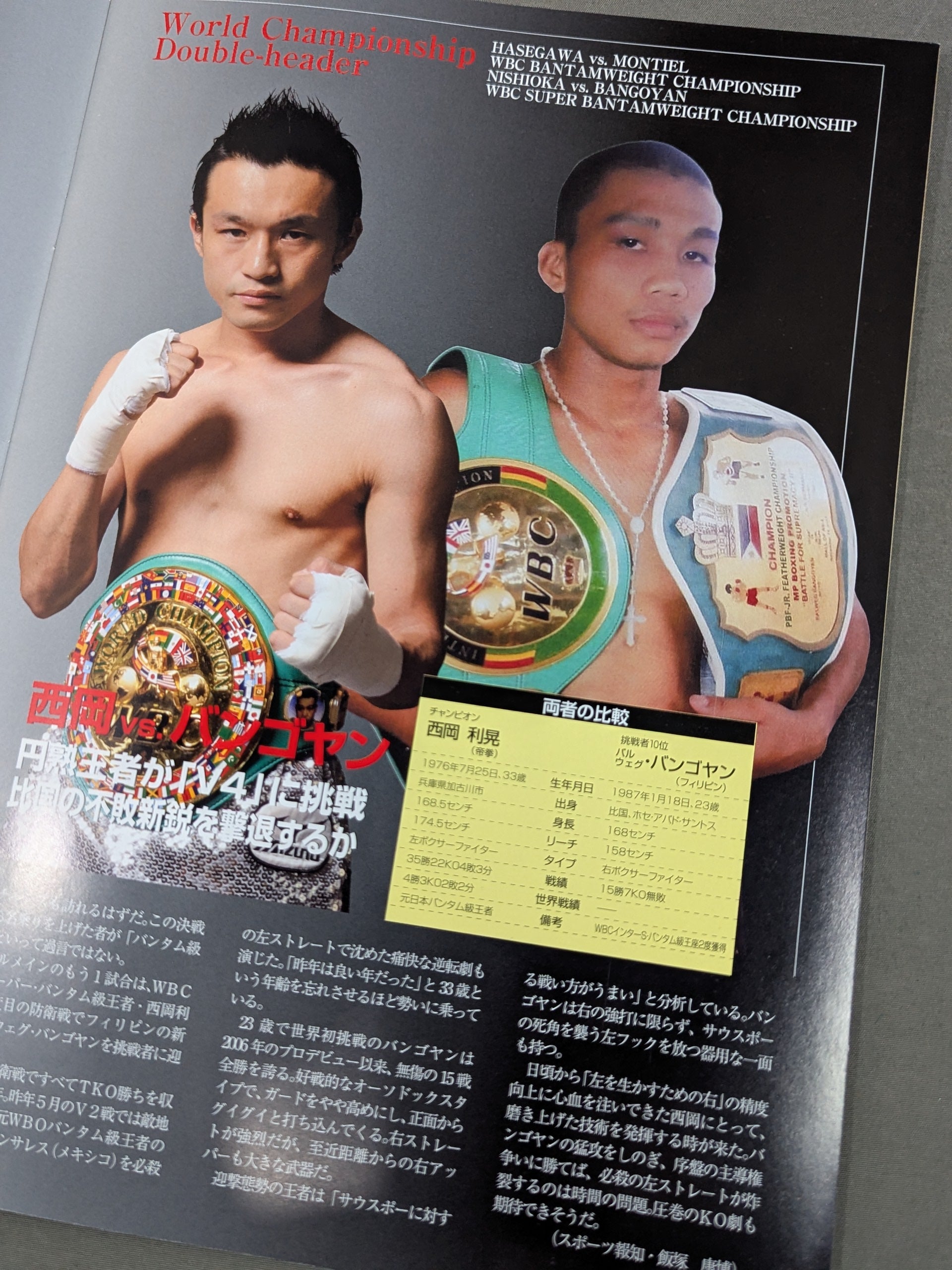 長谷川穂積＆西岡利晃 ダブル世界タイトルマッチ – 闘道館