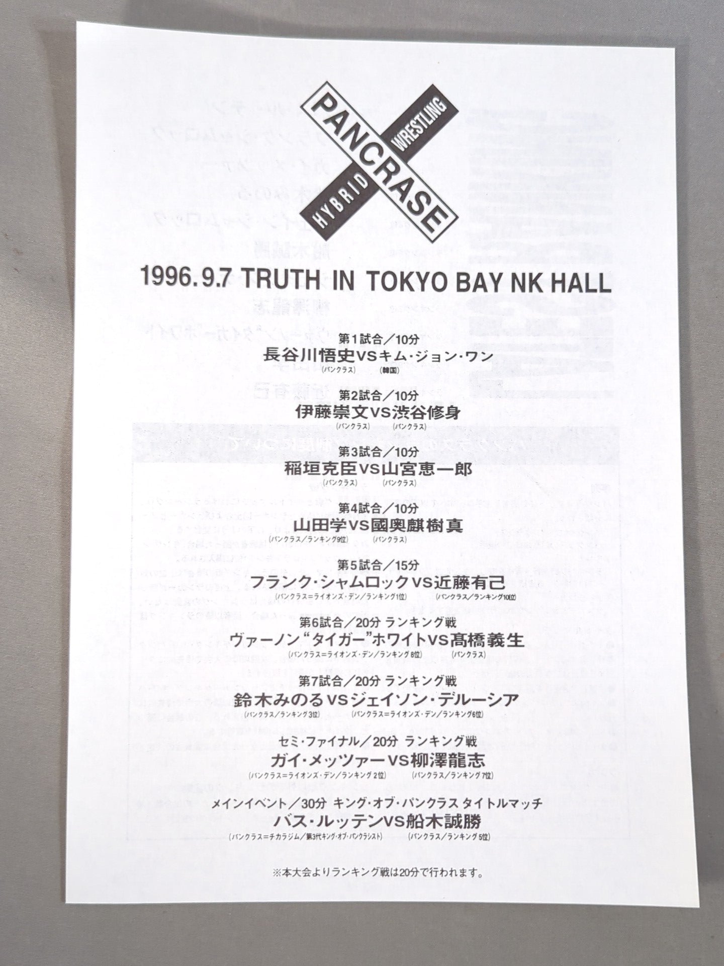 ★ I'll live again from tomorrow! ★ HYBRID Vol.6 / PANCRASE TOUR 1996【TRUTH】