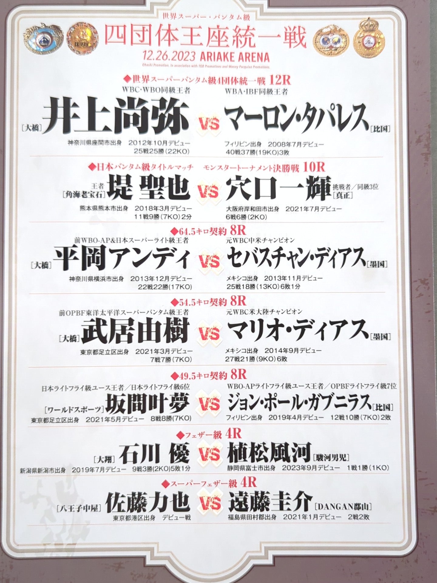 ★4 promotion unification match ★ Naoya Inoue vs. Marlon Tapales