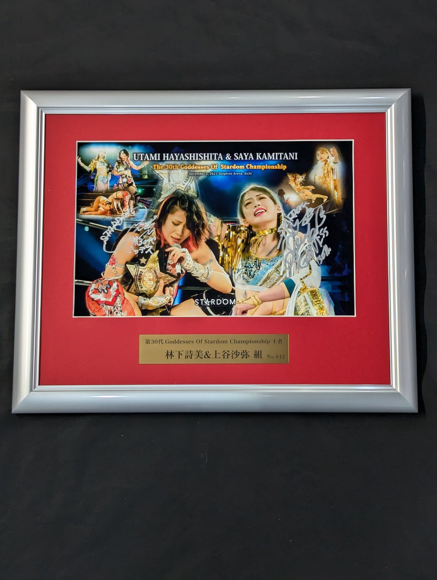 Utami Hayashishita &Saya Kamitani 2 hand signed autographs  commemorative photo frame Goddesses Of Stardom
