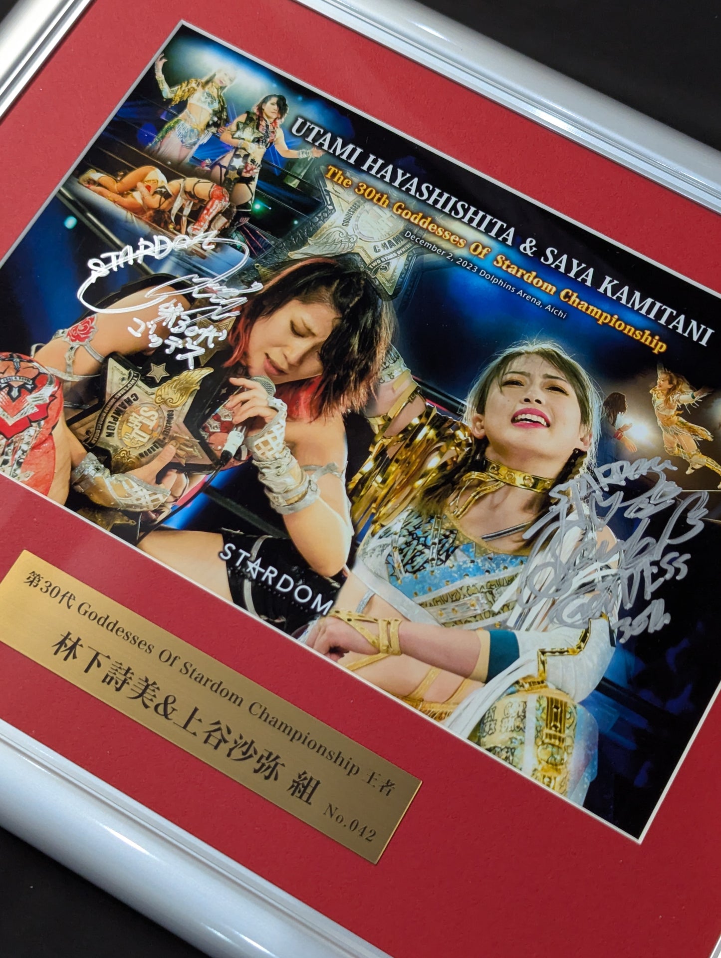 Utami Hayashishita &Saya Kamitani 2 hand signed autographs  commemorative photo frame Goddesses Of Stardom