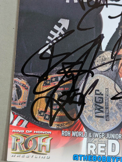★ROH&IWGP★ reDRagon Bobby Fish & Kyle O'Reilly 2 hand signed autographs Pro-Photo 