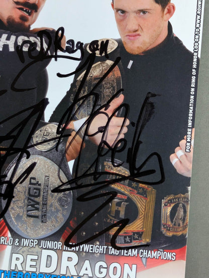 ★ROH&IWGP★ reDRagon Bobby Fish & Kyle O'Reilly 2 hand signed autographs Pro-Photo 