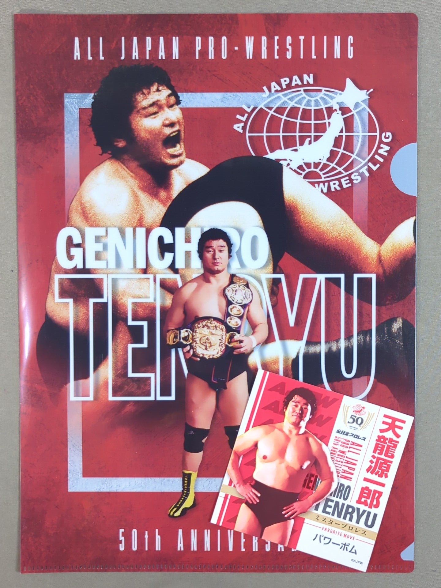 天龍源一郎 全日本プロレス50周年 クリアファイル＆ステッカーセット