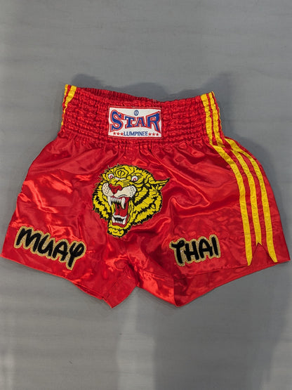 Muay Thai Trunks (7) (Red, Tiger)
