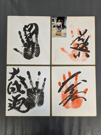 Sumo WITHE handprint  sign Shikishi ( Autograph board )  set