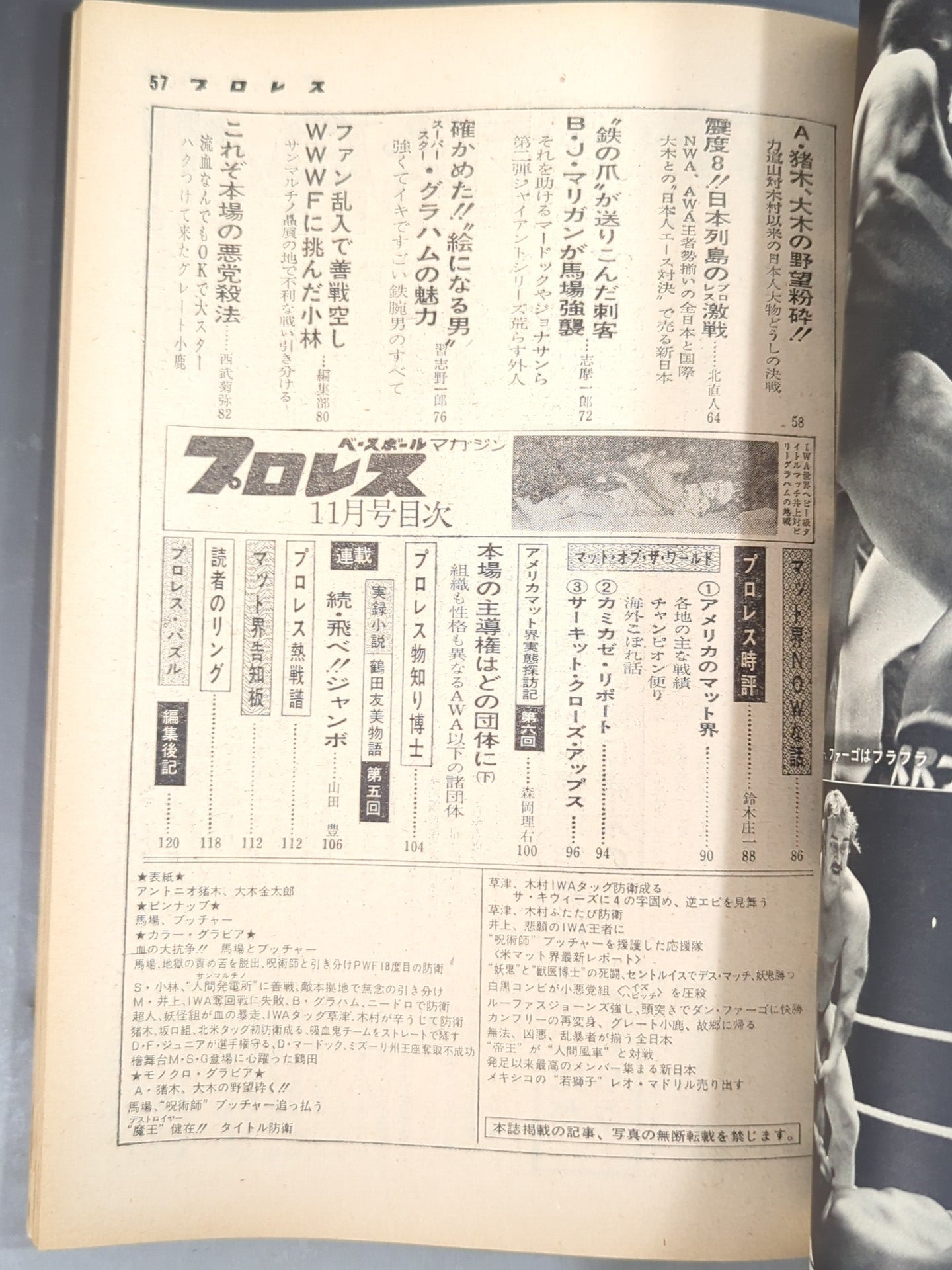 Monthly Pro Wrestling November 1974 issue