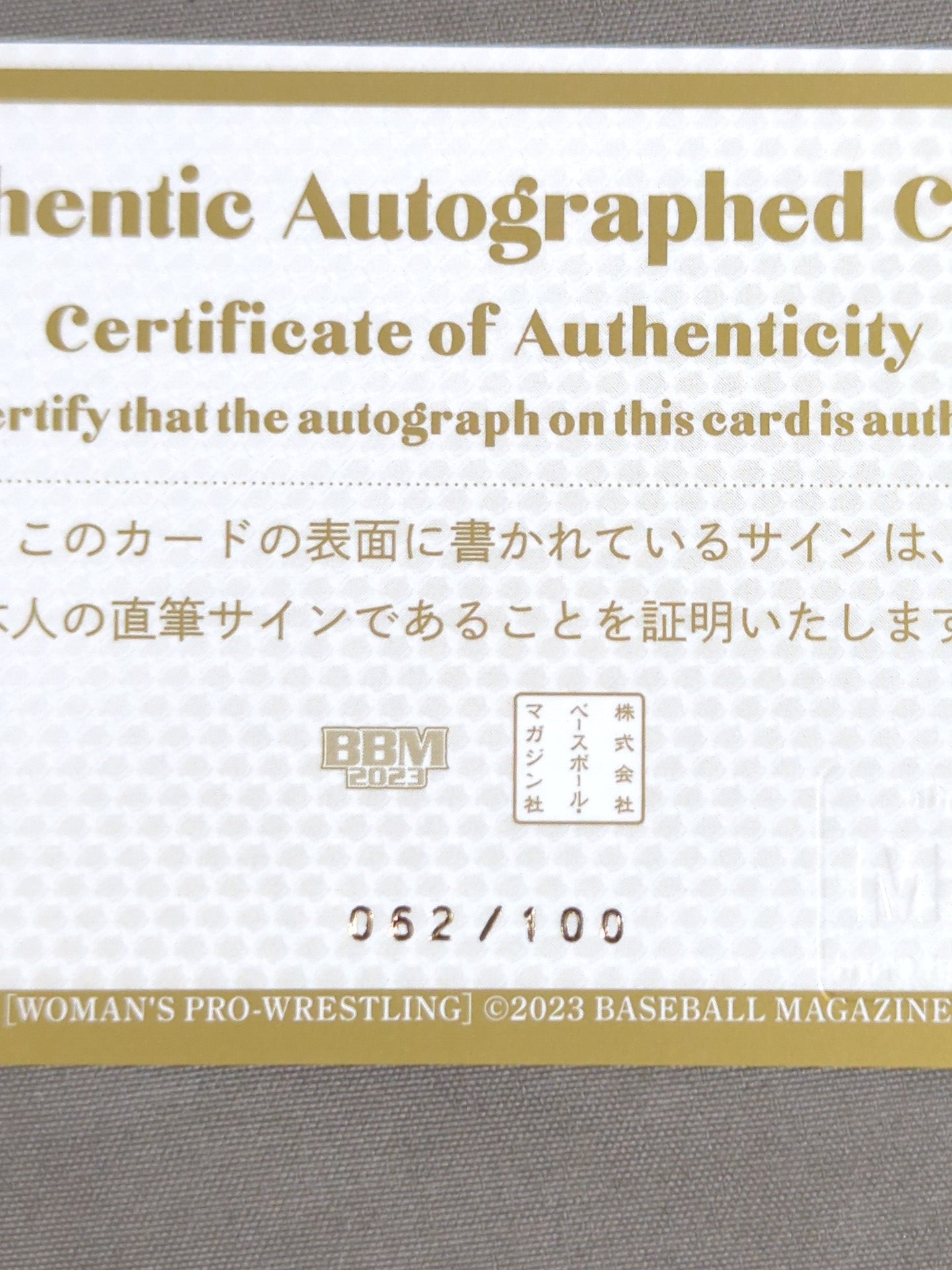2023 BBM Mei Suruga  Formula autographed card 