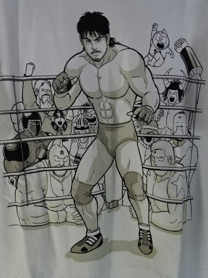 Minowa Man (Ikuhisa Minowa) ×Kinnikuman  Collaboration T-Shirt (1) (White)