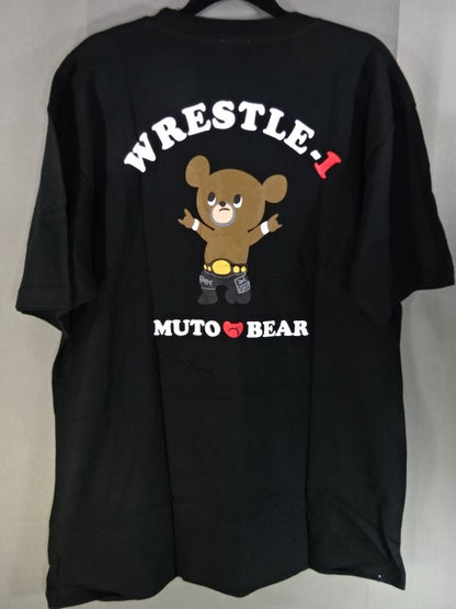 WRESTLE-1 × Muto Bear (Muto Keiji ) T-Shirt (1) ( Black)