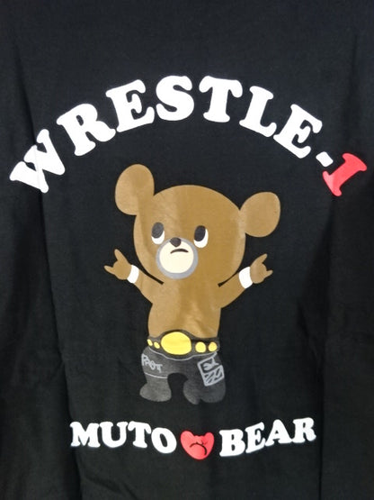 WRESTLE-1 × Muto Bear (Muto Keiji ) T-Shirt (1) ( Black)