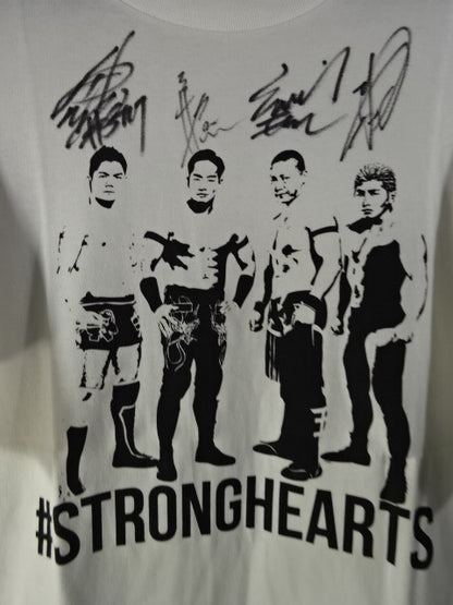 ★ GLEAT  Campaign Prizes ★ #STRONGHEARTS 4 fighters hand signed autograph illustration T-shirt