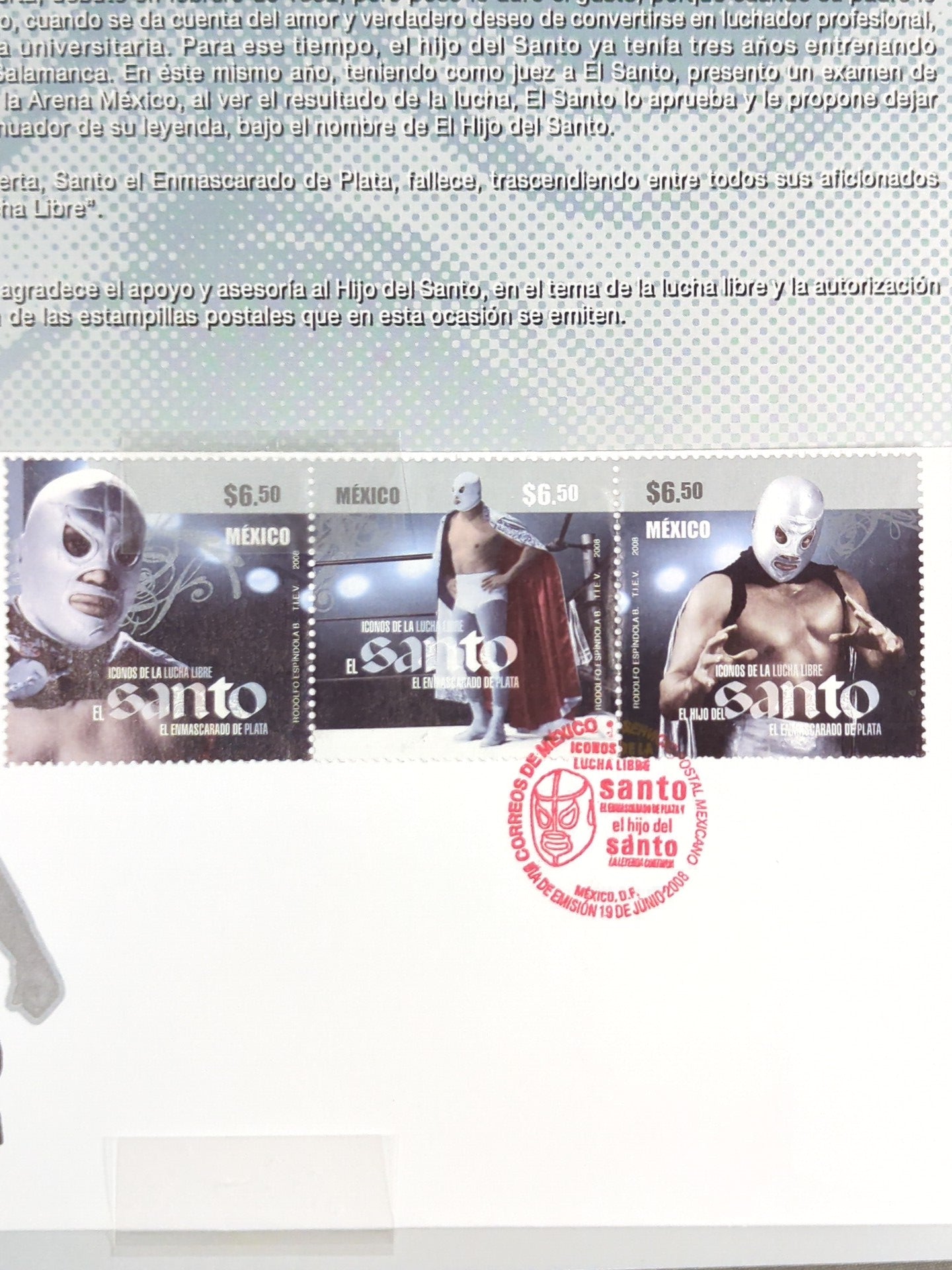 El Hijo del Santo  Official Commemorative Stamp Sheet