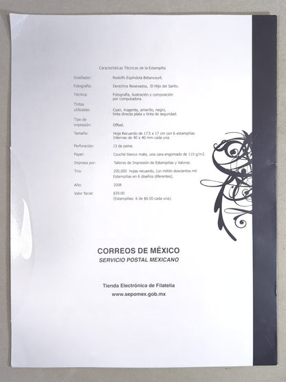 El Hijo del Santo  Official Commemorative Stamp Sheet