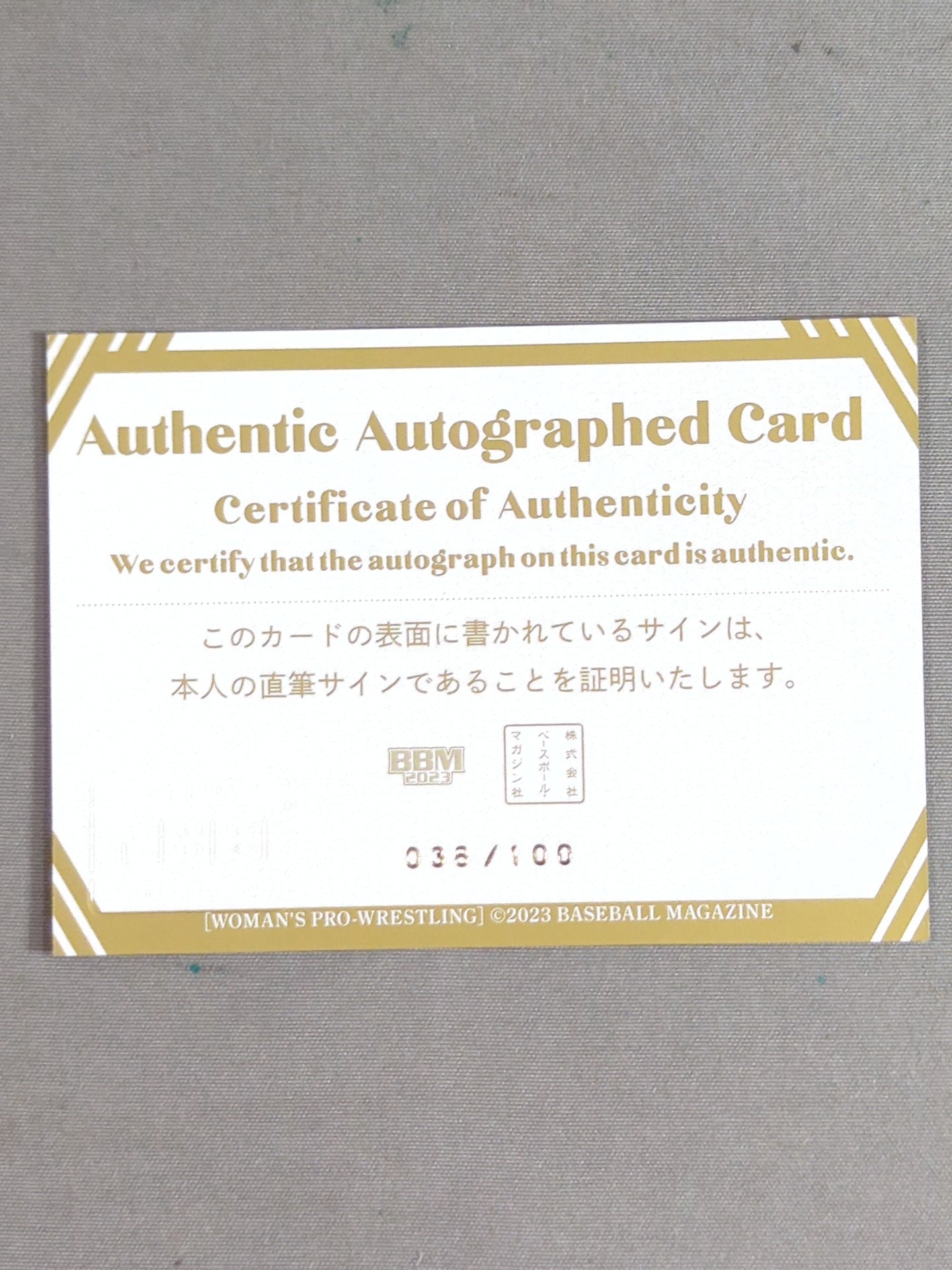 2023 BBM Yuki Miyazaki Official Autographed Card