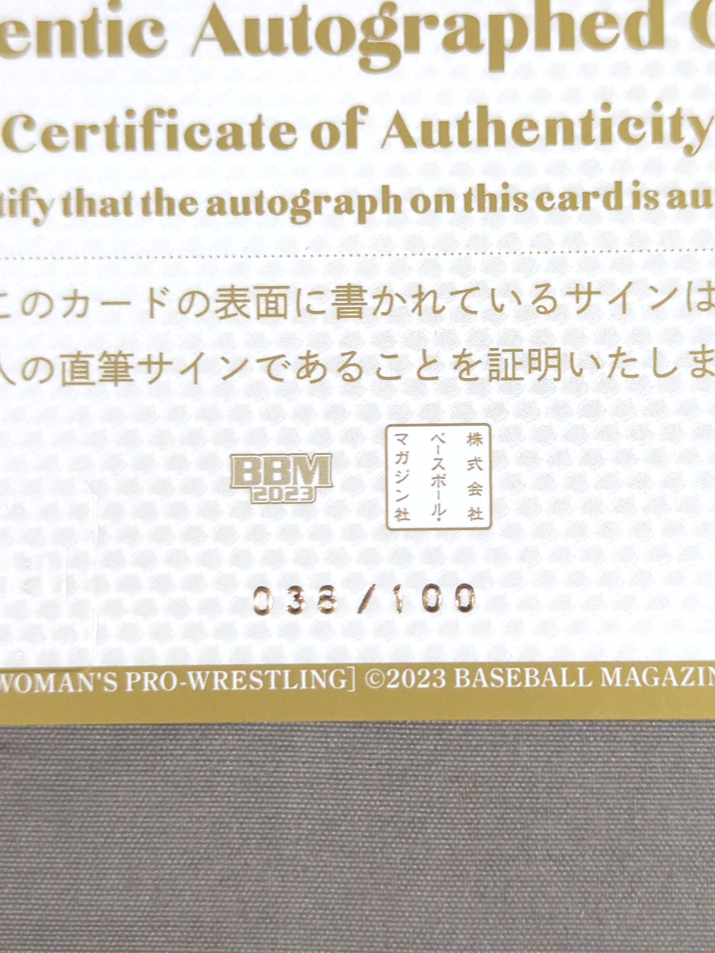 2023 BBM 宮崎有妃 公式サインカード – 闘道館