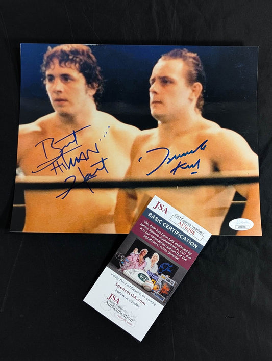 The Dynamite Kid and "Hitman" Bret Hart 2 hand signed autographs  Pro-Photo  (2)