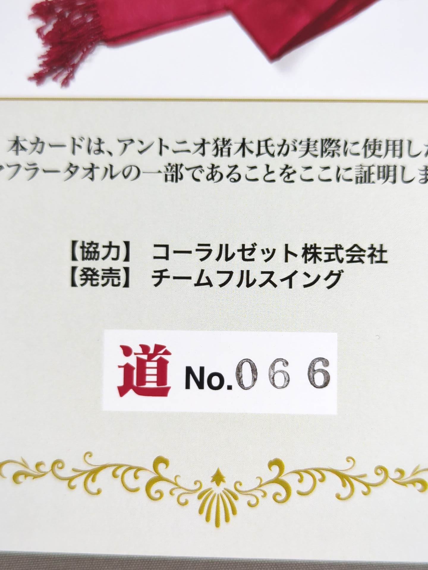 Antonio Inoki worn by him  Muffler Towel Card (Road)