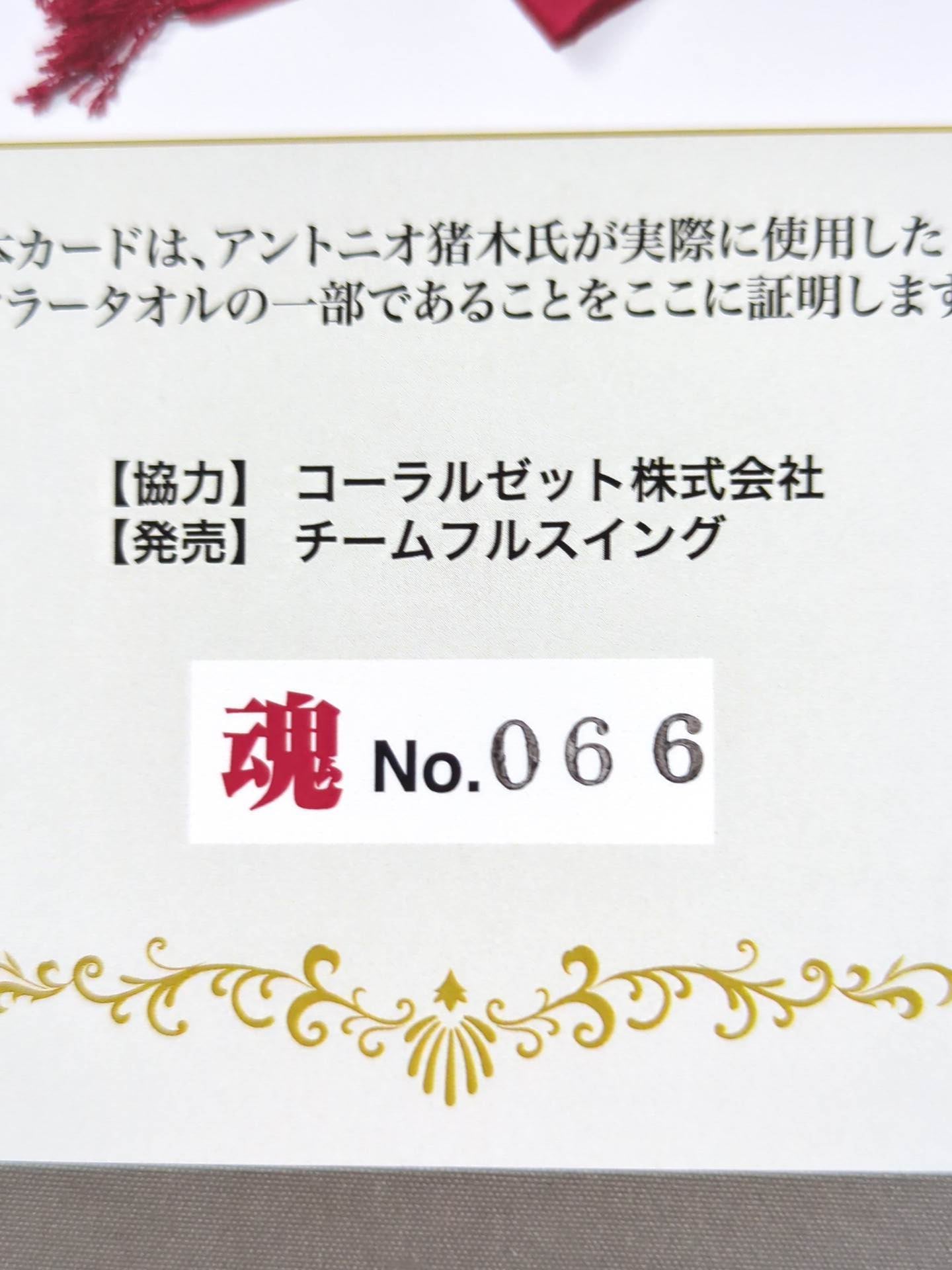 Antonio Inoki worn by him  Muffler Towel Card (Soul)