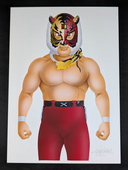 ★坂井永年氏 原画作品★「四次元殺法」初代タイガーマスク(赤＆金ハーフ)