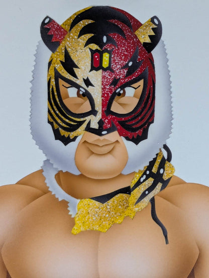 ★坂井永年氏 原画作品★「四次元殺法」初代タイガーマスク(赤＆金ハーフ)