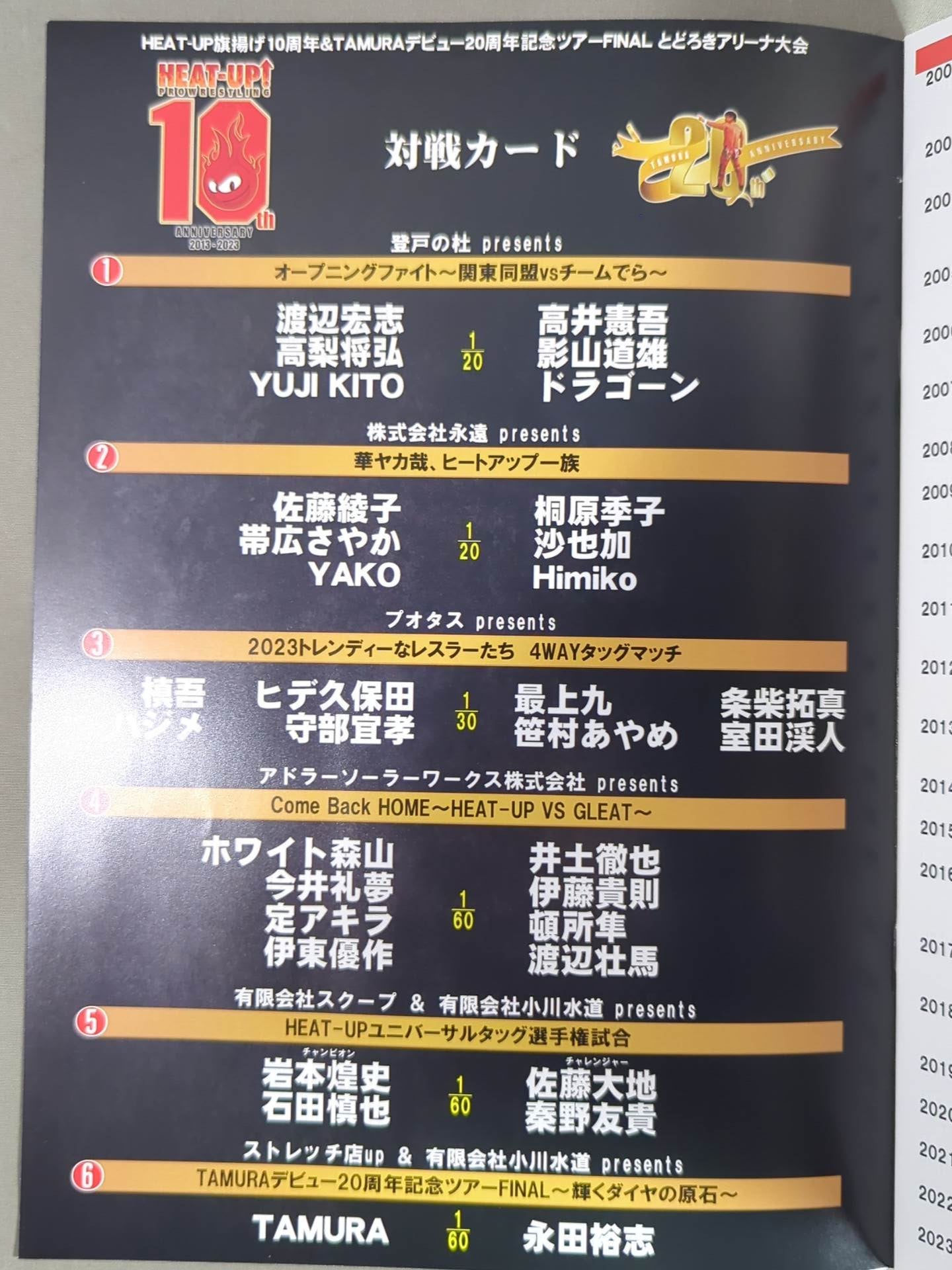 【TAMURA 直筆サイン入り】HEAT-UP / 旗揚げ10周年記念＆TAMURAデビュー20周年記念ツアーFINAL