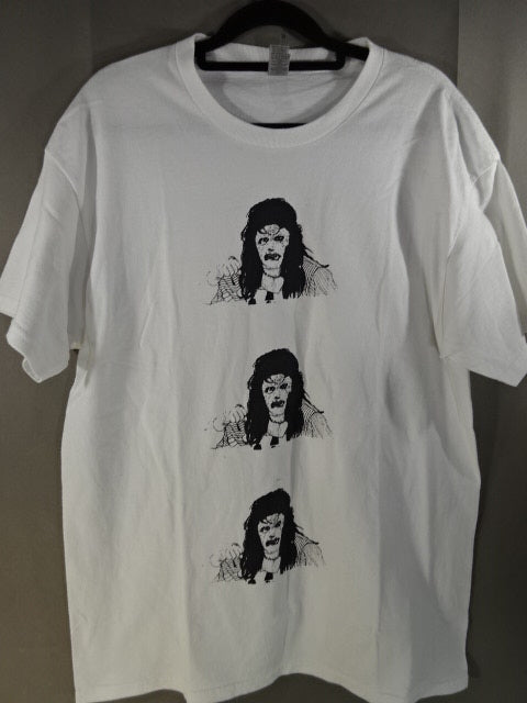 Leather Face Illustration T-Shirt (1) (White)