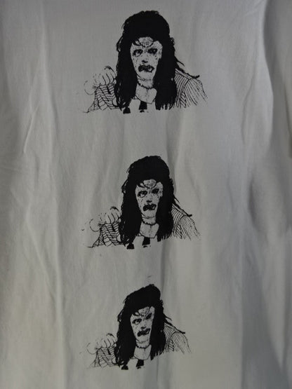 Leather Face Illustration T-Shirt (1) (White)