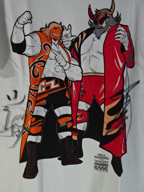 [2 hand signed autographs ] Kinnikuman  collaboration Tenkoji × Hermisionals T-Shirt