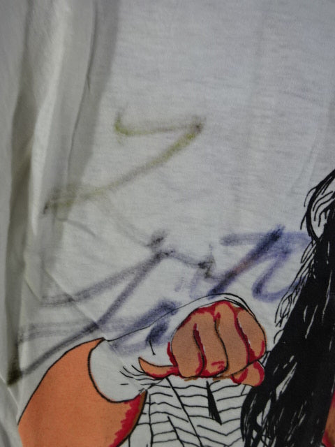 【hand signed autograph】 Leather Face Illustration T-Shirt (1)(W★ING / White)