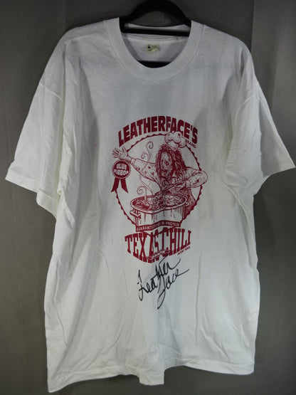 【hand signed autograph】 Leather Face Illustration T-Shirt (2)(IWA / White)
