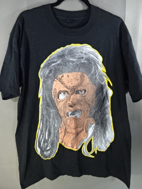 【hand signed autograph】 Leather Face Illustration T-Shirt (3)(IWA / Black)