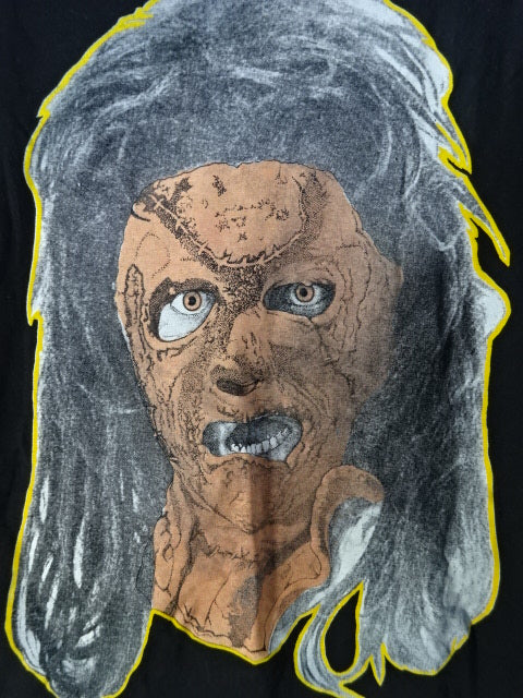 【hand signed autograph】 Leather Face Illustration T-Shirt (3)(IWA / Black)