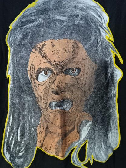 【hand signed autograph】 Leather Face Illustration T-Shirt (3)(IWA / Black)