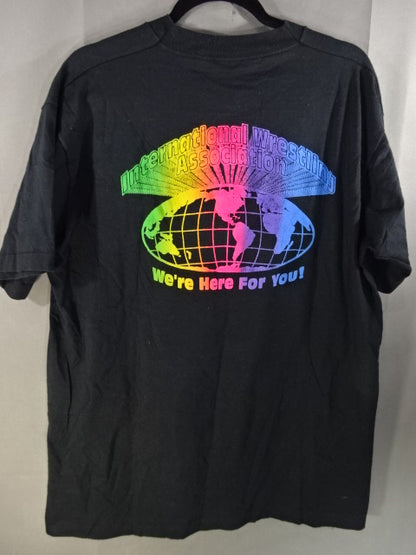 【hand signed autograph】 Leather Face Illustration T-Shirt (3)(IWA / Black)