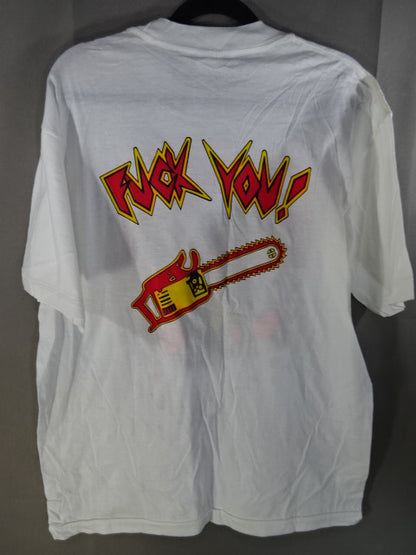 【hand signed autograph】 Leather Face Illustration T-Shirt (2)(W★ING / White)