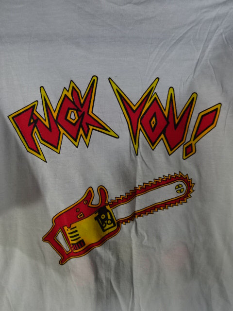 【hand signed autograph】 Leather Face Illustration T-Shirt (2)(W★ING / White)